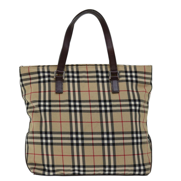 BURBERRY Nova Check Blue Label Hand Bag Canvas Beige Auth bs13348 - Picture 2 of 16